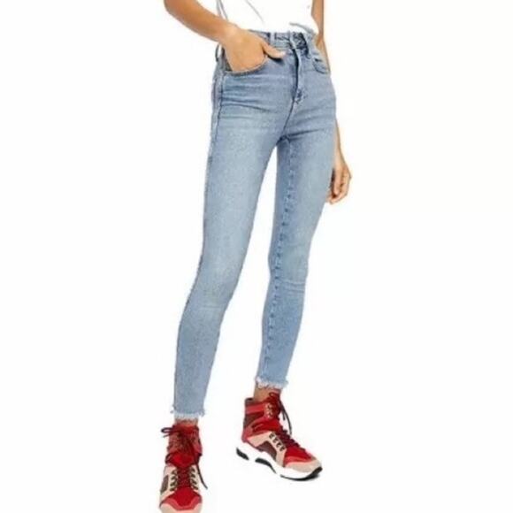 Free People Sierra Blue Raw High Rise Jeggings Sz 27 NWT - Picture 1 of 12